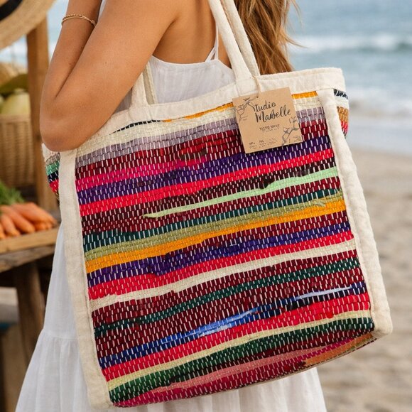 Studio Mabelle Handbags - Studio Mabelle NWT Natural Cotton Tote Bag Eco Friendly Market Beach Bag 17x17